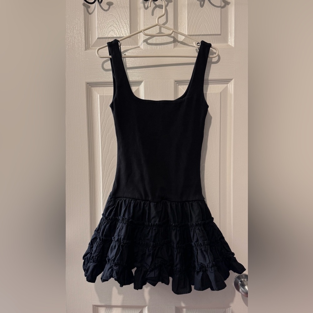 Zara Black Ribbed Tank Top Short Dress